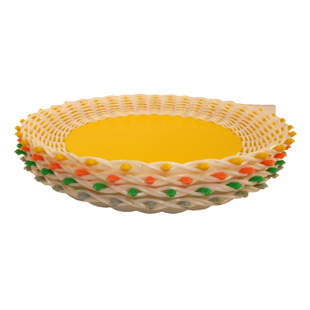 Vintage Nevco Plastic Wicker Paper Plate Holders Multi-Color
